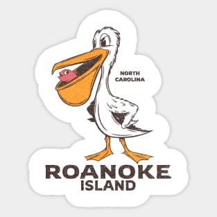 Roanoke Island, NC Summertime Vacationing Pelican & Fish Sticker
